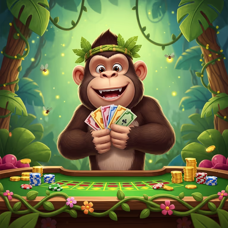 Rainbet Casino displaying poker chips stacked on a glowing green surface.